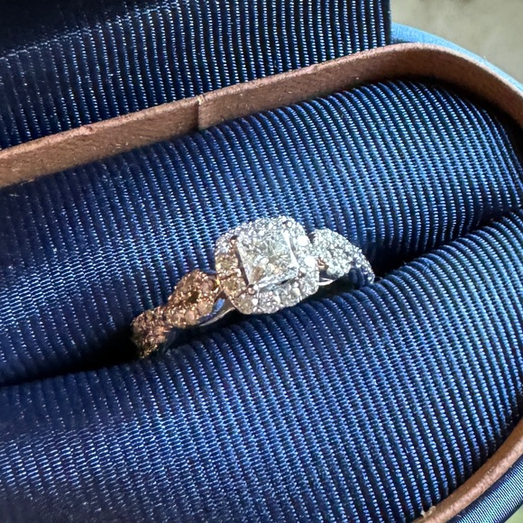 The Leo Diamond 14K White Gold 1ctw E/SI2 Princess Pave Halo Engagement Ring Sz8 - Picture 10 of 16